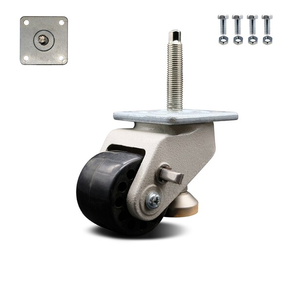 Service Caster Nylon Swvl Top Plate Light Duty Floor Leveling Caster w/2.8" Diameter BLK Wheel SCC-TSLV30S75-NYR-1100-B-DC - main